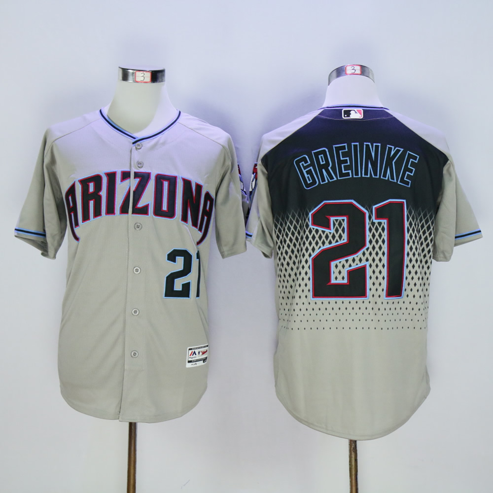 Men Arizona Diamondback #21 Greinke Grey MLB Jerseys->arizona diamondback->MLB Jersey